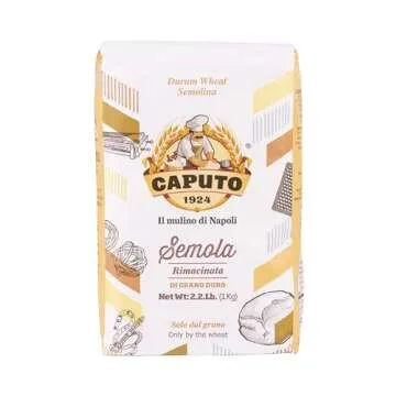 Antimo Caputo Semola Di Grano Duro Rimacinata Semolina Flour 2.2LB (1kg), Bag - All Natural Dough for Fresh Pasta (1 Bag of 2.2 Pound)