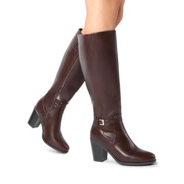 DREAM PAIRS Women's Knee-High Chunky Block Heel Boots