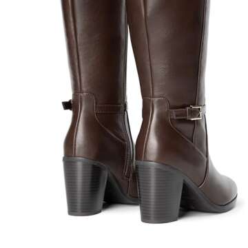 DREAM PAIRS Women's Knee-High Chunky Block Heel Boots