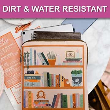 Book Beau Book Sleeve with Zipper, Water and Stain Resistant, Modern Bookshelf Light XL