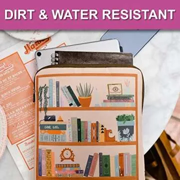 Book Beau Book Sleeve with Zipper, Water and Stain Resistant, Modern Bookshelf Light XL