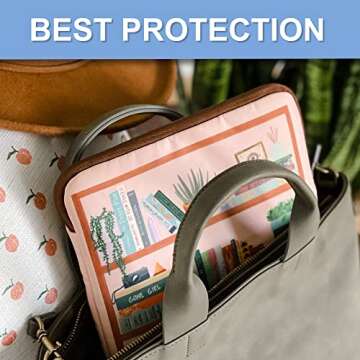 Book Beau Book Sleeve with Zipper, Water and Stain Resistant, Modern Bookshelf Light XL