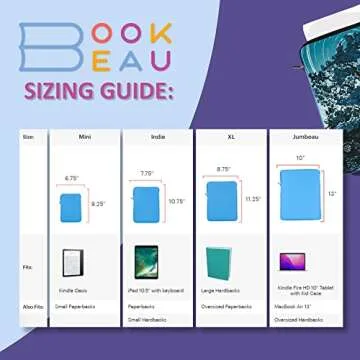 Book Beau Book Sleeve with Zipper, Water and Stain Resistant, Modern Bookshelf Light XL