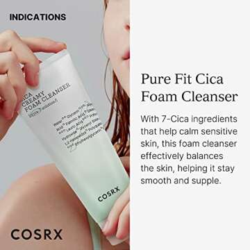 COSRX Pure Fit Cica Creamy Foam Cleanser, 5.07 fl oz / 150ml | Mild Cleanser for Sensitive Skin | 91...