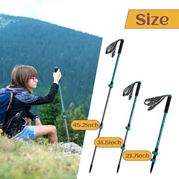 G2 Kid's Hiking Poles – Adjustable Telescopic Trekking Poles for Children/Aluminum Alloy/Adjustable Strap/Quick Flip Lock/ (Pack of 2 Poles/Storage Bag), Green