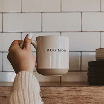 Sweet Water Decor Stoneware Coffee Mugs | Novelty Coffee Mugs | 14oz Stoneware Coffee Cup | Microwave & Dishwasher Safe | Funny Coffee Mug | Birthday Gift (Dog Mom)