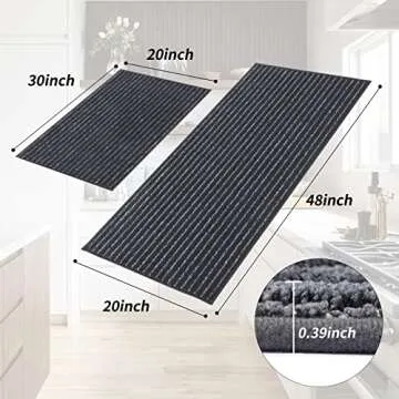 BEQHAUSE Kitchen Rugs Set of 2 Non-Slip Washable Mats for Kitchen and Laundry