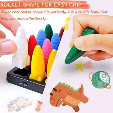 deli Toddler Crayons Rocket Non-Toxic Crayons for Toddlers Age 1 and Older Washable Crayons Painting Drawing & Art Supplies,24 Packs Crayons (24)