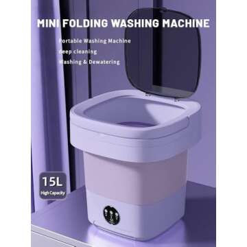 Portable washing machine,Mini Washer,15L upgraded large capacity foldable Washer.Deep cleaning of underwear, baby clothes and other small clothes.Suitable for apartments, dormitories, hotels.(Purple)