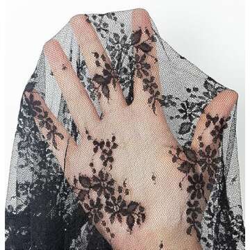 WIHOLL Womens Fashion 2024 Tops Black Lace Long Sleeve Sheer See Through Lace Floral Going Out Layering Shirts S