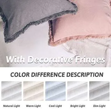 NEXHOME PRO Boho Throw Pillow Covers for Couch Set of 2 26"x26", Handmade Decorative Linen Pillow Covers for Bed, Sofa, Living Room, Farmhouse Fringed Cushion Covers, White (Insert Not Included)