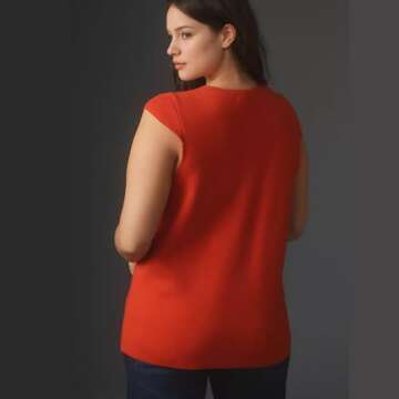 Hixiaohe Knit Sweater Vest for Women Sleeveless Cardigan V Neck Button Tank Tops Womens Fashion Casual Summer Dress Waistcoat(Red,S)