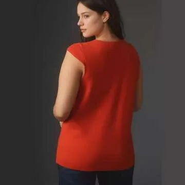 Hixiaohe Knit Sweater Vest for Women Sleeveless Cardigan V Neck Button Tank Tops Womens Fashion Casual Summer Dress Waistcoat(Red,S)