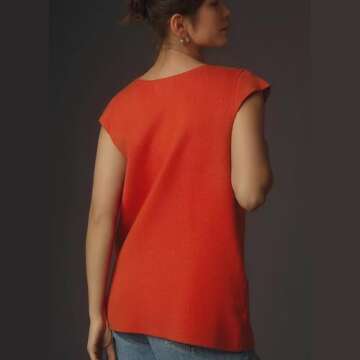 Hixiaohe Knit Sweater Vest for Women Sleeveless Cardigan V Neck Button Tank Tops Womens Fashion Casual Summer Dress Waistcoat(Red,S)