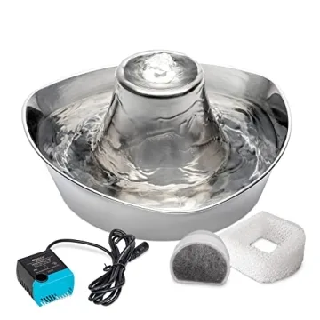 PetSafe Seaside Pet Water Fountain - 60 oz Stainless Steel Cat and Dog Fountain