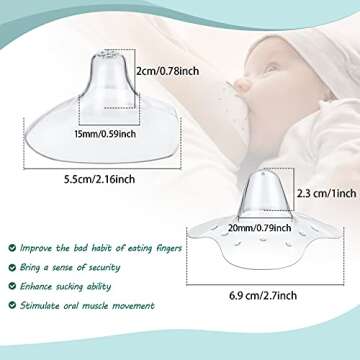 Nuanchu 8 Pcs Nipple Shields for Nursing Newborn Breastfeeding 20 mm 15 mm Nipple Shield Bulk Silico...