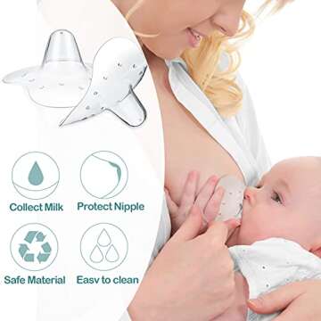 Nuanchu 8 Pcs Nipple Shields for Nursing Newborn Breastfeeding 20 mm 15 mm Nipple Shield Bulk Silicone Nipple Protector with Clear Carrying Case for Protecting Sore, Flat or Inverted Nipples