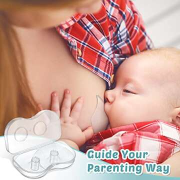 Nuanchu 8 Pcs Nipple Shields for Nursing Newborn Breastfeeding 20 mm 15 mm Nipple Shield Bulk Silicone Nipple Protector with Clear Carrying Case for Protecting Sore, Flat or Inverted Nipples