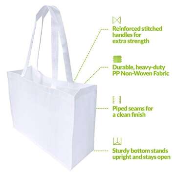 ZENPAC Large White Gift Bags with Handles, Reusable Cloth, Shopping Totes for Small Business, Boutiq...