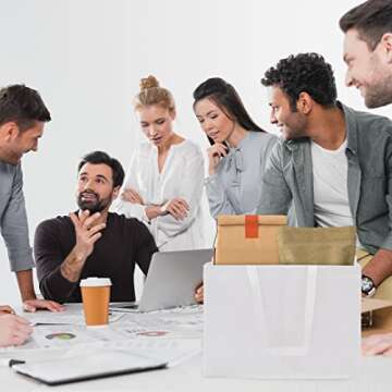 ZENPAC Large White Gift Bags with Handles, Reusable Cloth, Shopping Totes for Small Business, Boutiques, Retail, Wedding, Favor, Bulk, 16x6x12 12 Pack