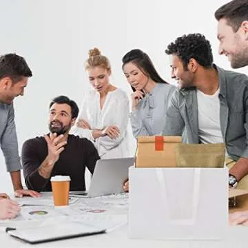 ZENPAC Large White Gift Bags with Handles, Reusable Cloth, Shopping Totes for Small Business, Boutiques, Retail, Wedding, Favor, Bulk, 16x6x12 12 Pack