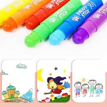 TBC The Best Crafts Paint Sticks, 12 Colors Pastel, Washable Paint, Non-toxic, Tempera Paint Sticks for Kids and Students
