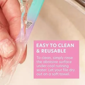 Bona Fide Beauty Czech Glass Nail File with Case, Pastel Green Violet Premium Crystal Nail File for Natural Nails