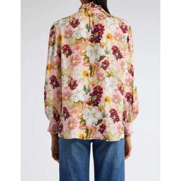 Womens Fall Tops Floral Top Printed Long Sleeve Shirts for Women V Neck Women Top Fall Clothing for Women 2023 Cardigan for Women Pink