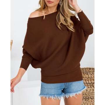 Zenlonr Women's Chic Off-The-Shoulder Sweater