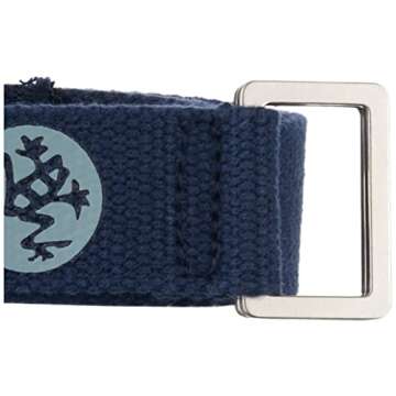 Manduka Unfold Yoga Strap - Lightweight Cotton, Secure, Slip Free Support, Midnight, 1.25 Inch Wide, 6 Feet (182cm)
