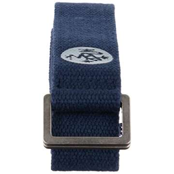 Manduka Unfold Yoga Strap - Lightweight Cotton, Secure, Slip Free Support, Midnight, 1.25 Inch Wide, 6 Feet (182cm)