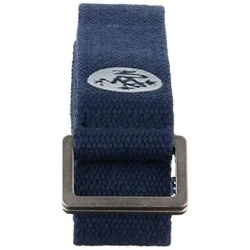 Manduka Unfold Yoga Strap - Lightweight Cotton, Secure, Slip Free Support, Midnight, 1.25 Inch Wide, 6 Feet (182cm)