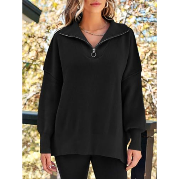 LILLUSORY Women's Oversized Zipper Sweater Fall 2024
