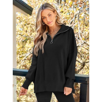 LILLUSORY Women's Oversized Zipper Sweater Fall 2024