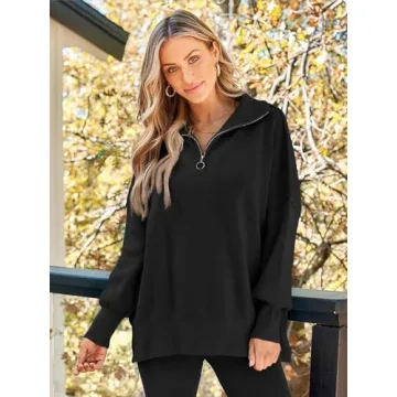 LILLUSORY Women's Oversized Zipper Sweater Fall 2024