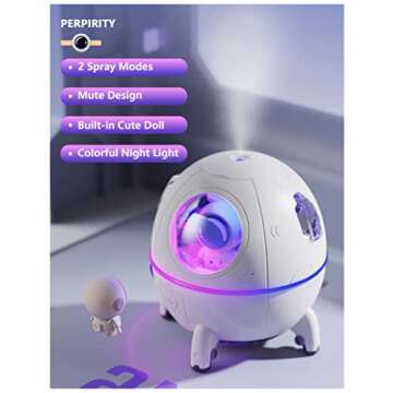 PERPURITY Mini Portable Humidifier, Cool Mist Humidifiers 220ML, USB Desktop Small Humidifier with Auto Shut Off, Colorful Night Lights, Quiet Humidifier for Bedroom Baby Plants Kids Home Travel.