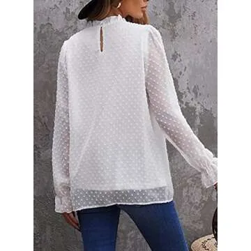 Stylish Sidefeel Women's Chiffon Swiss Dot Blouse