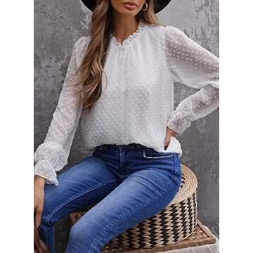 Stylish Sidefeel Women's Chiffon Swiss Dot Blouse