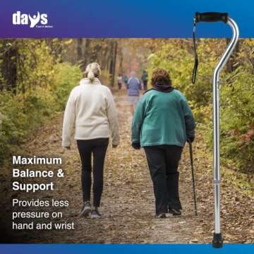 Days Bariatric Offset Cane - Tall Adjustable Mobility Aid