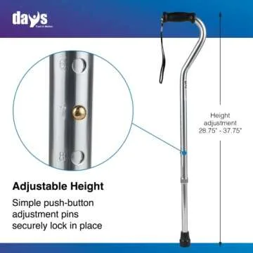 Days Bariatric Offset Cane - Tall Adjustable Mobility Aid