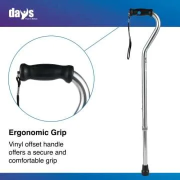 Days Bariatric Offset Cane - Tall Adjustable Mobility Aid