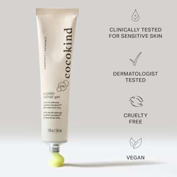 Cocokind Beginner Retinol Gel 0.1%, Improve the Appearance of Fine Lines and Uneven Texture without Irritation, Aloe and Cica to Prevent Dryness, 1 fl oz