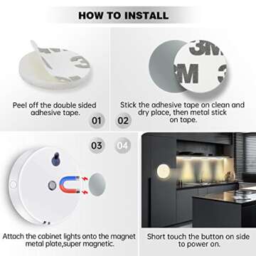 T4U888 4 PCS Puck Lights LED Motion Sensor Lighting