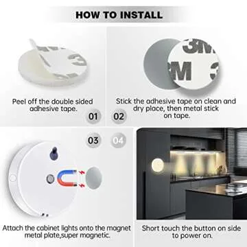 T4U888 4 PCS Puck Lights LED Motion Sensor Lighting