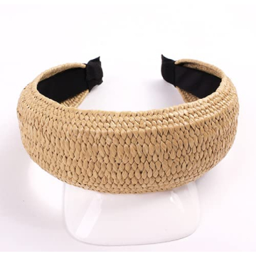 3 Pieces Straw Boho Wide Knotted Fashion Hair Accessories - Beach Twist Hoop Headbands for Women, Lafite