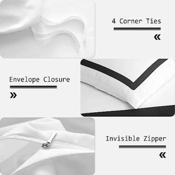 OSVINO Hotel Duvet Cover Set King Size 3Pcs Microfiber Black Line Pattern Bedding Collection Ultra Soft Breathable Duvet Cover with Pillowcases