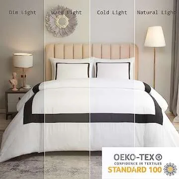 OSVINO Hotel Duvet Cover Set King Size 3Pcs Microfiber Black Line Pattern Bedding Collection Ultra Soft Breathable Duvet Cover with Pillowcases