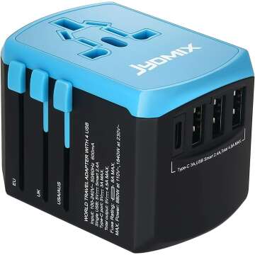 Universal USB Travel Adapter with 3 Ports & Type-C