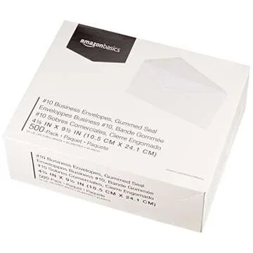 Amazon Basics #10 Business Letter Envelopes with Gummed Seal, 500-Pack, No Tint