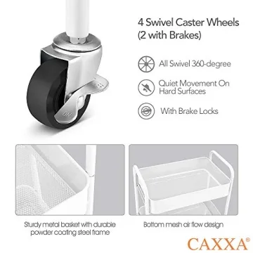 CAXXA Rolling Metal Storage Organizer for Your Home